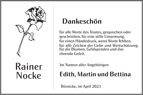 Traueranzeige von Rainer Nocke von Märkische Oderzeitung