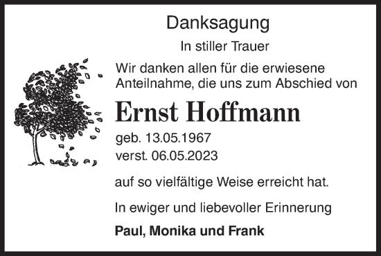 Traueranzeige von Ernst Hoffmann von Märkische Oderzeitung