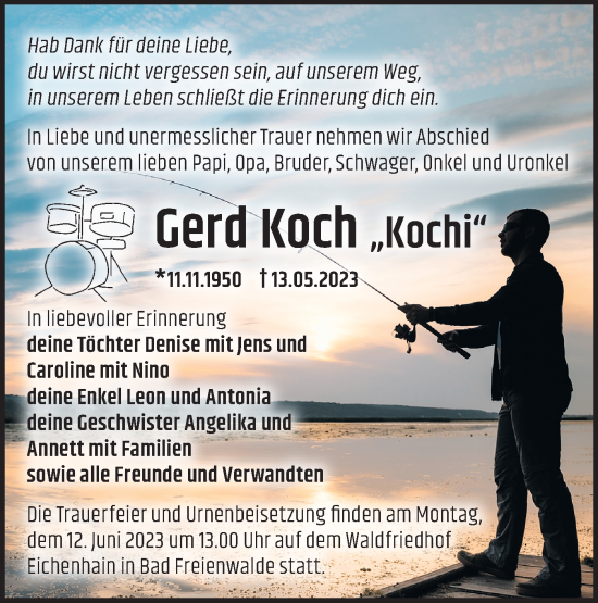 Traueranzeige von Gerd Koch von Märkische Oderzeitung