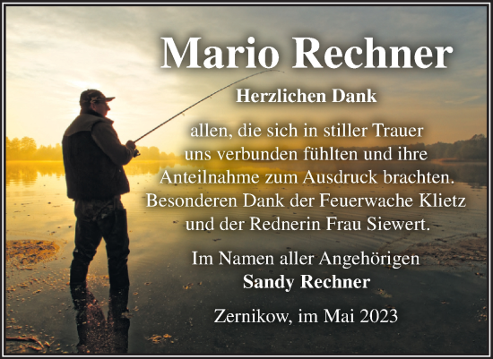 Traueranzeige von Mario Rechner von Märkische Oderzeitung