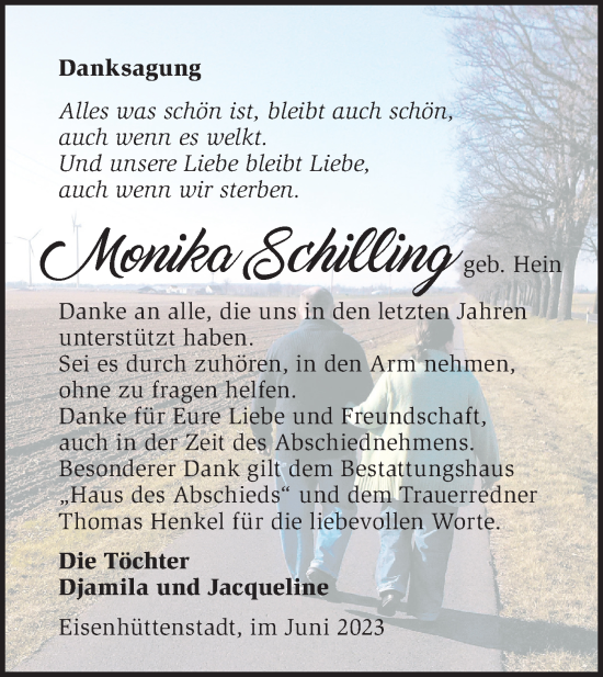 Traueranzeige von Monika Schilling von Märkische Oderzeitung