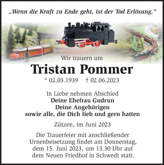 Anzeige Tristan Pommer