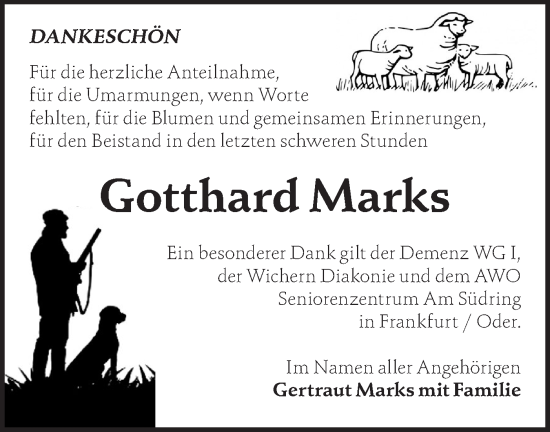 Traueranzeige von Gotthard Marks von Märkische Oderzeitung