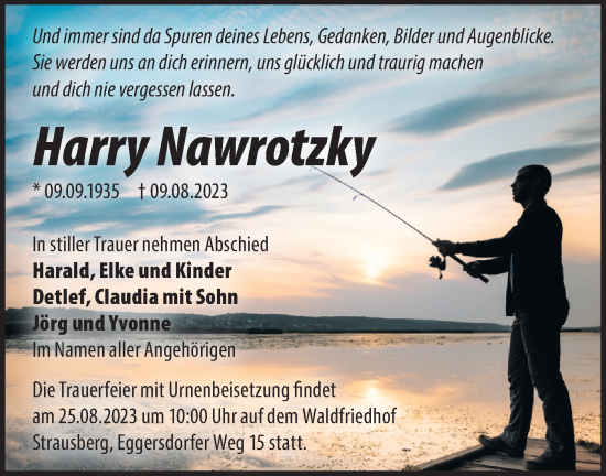 Traueranzeige von Harry Nawrotzky von Märkische Oderzeitung