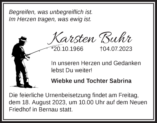 Traueranzeige von Karsten Buhr von Märkische Oderzeitung