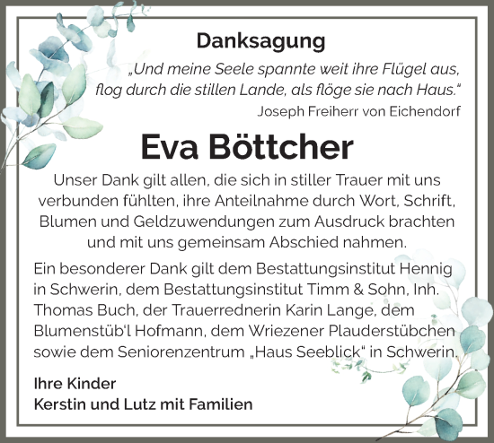 Traueranzeige von Eva Böttcher von Märkische Oderzeitung