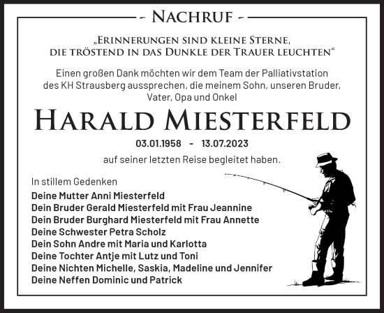 Traueranzeige von Harald Miesterfeld von Märkische Oderzeitung