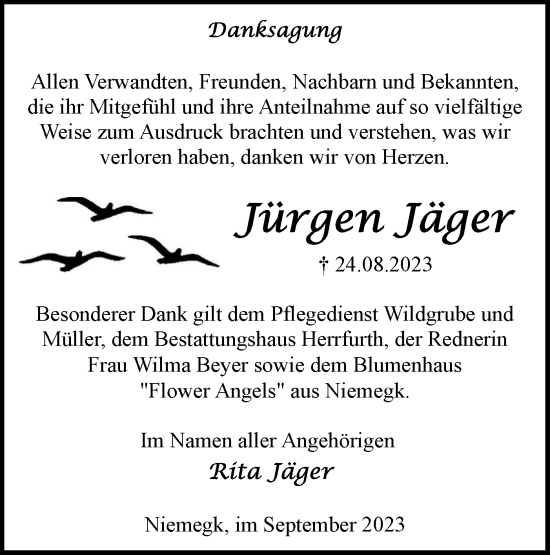 Traueranzeige von Jürgen Jäger von Märkische Oderzeitung