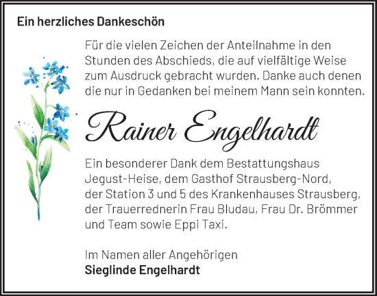 Traueranzeige von Rainer Engelhardt von Märkische Oderzeitung