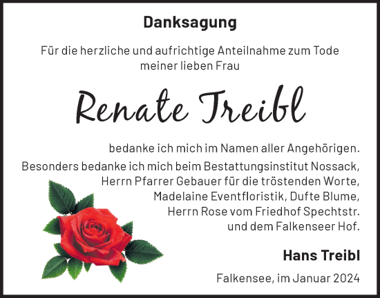 Traueranzeige von Renate Treibl von Märkische Oderzeitung