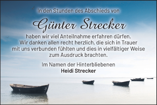 Traueranzeige von Günter Strecker von Märkische Oderzeitung