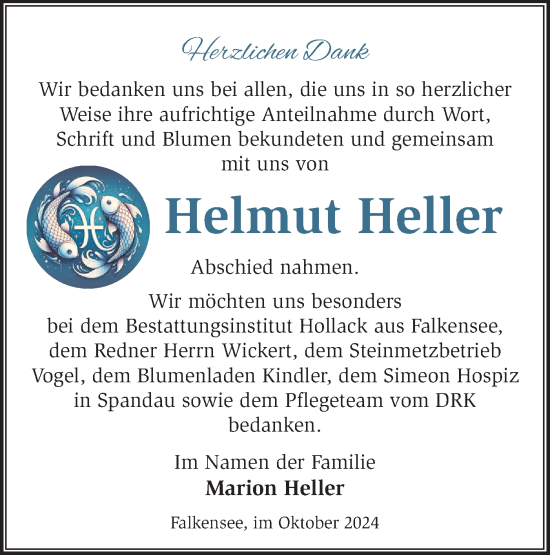 Traueranzeige von Helmut Heller von Märkische Oderzeitung