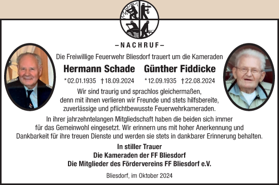 Traueranzeige von Hermann und Günther  von Märkische Oderzeitung