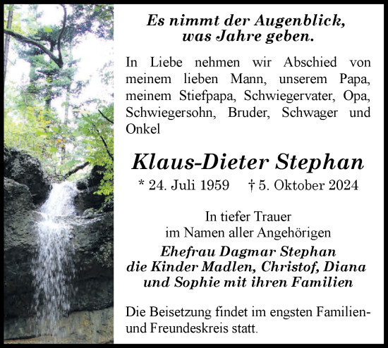 Traueranzeige von Klaus-Dieter Stephan von Märkische Oderzeitung