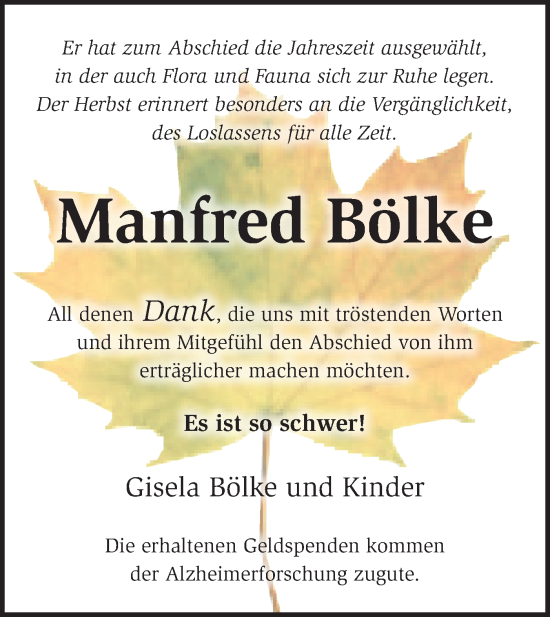 Traueranzeige von Manfred Bölke von Märkische Oderzeitung