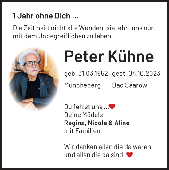 Traueranzeige von Peter Kühne von Märkische Oderzeitung