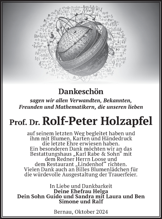 Traueranzeige von Rolf-Peter Holzapfel von Märkische Oderzeitung