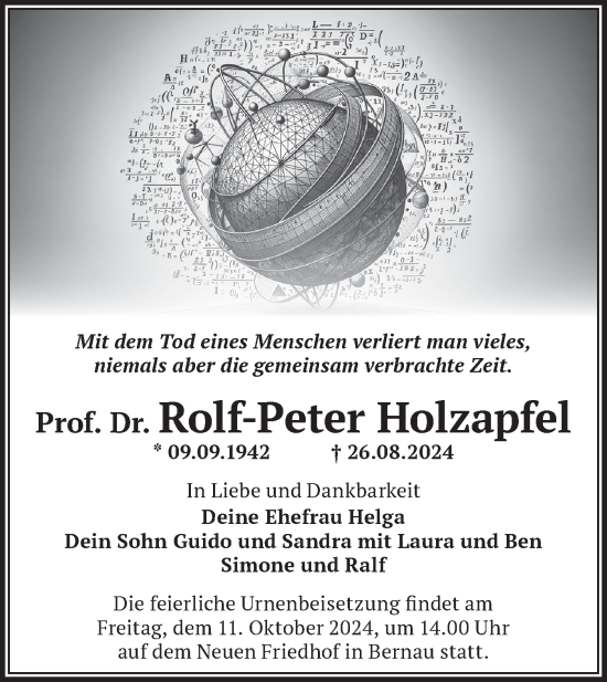 Traueranzeige von Rolf-Peter Holzapfel von Märkische Oderzeitung