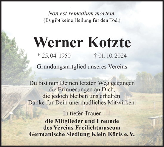 Traueranzeige von Werner Kotzte von Märkische Oderzeitung