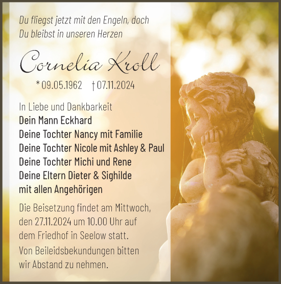 Traueranzeige von Cornelia Kroll von Märkische Oderzeitung