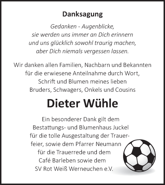 Traueranzeige von Dieter Wühle von Märkische Oderzeitung