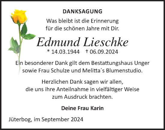 Traueranzeige von Edmund Lieschke von Märkische Oderzeitung