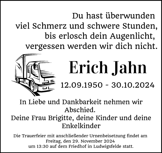 Traueranzeige von Erich Jahn von Märkische Oderzeitung