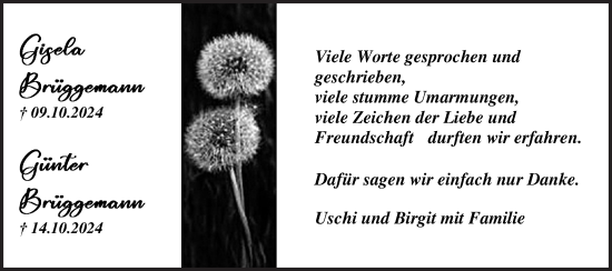 Traueranzeige von Gisela und Günter Brüggemann von Märkische Oderzeitung