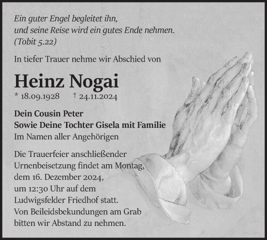 Traueranzeige von Heinz Nogai von Märkische Oderzeitung