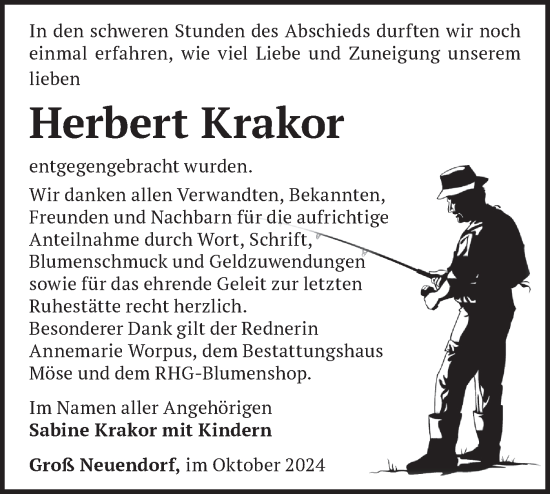 Traueranzeige von Herbert Krakor von Märkische Oderzeitung