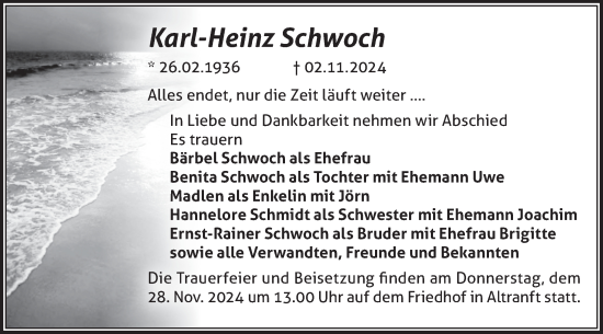 Traueranzeige von Karl-Heinz Schwoch von Märkische Oderzeitung