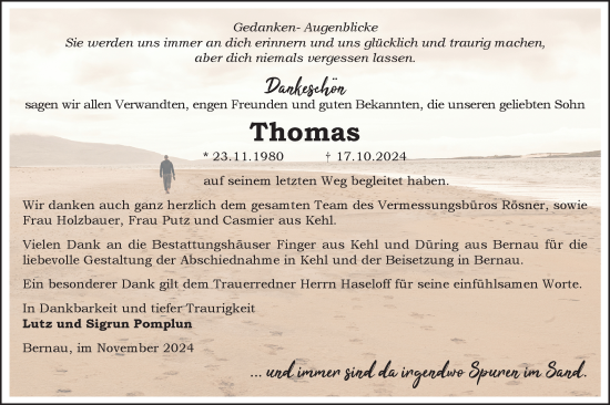 Traueranzeige von Thomas  von Märkische Oderzeitung