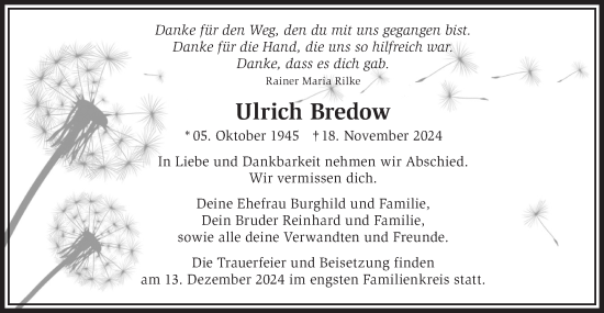 Traueranzeige von Ulrich Bredow von Märkische Oderzeitung