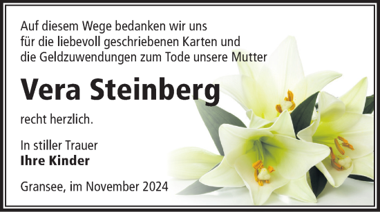 Traueranzeige von Vera Steinberg von Märkische Oderzeitung