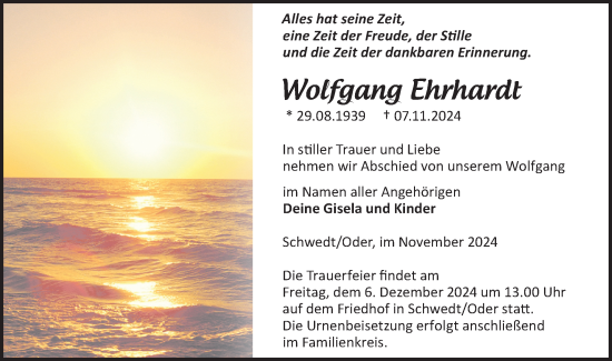 Traueranzeige von Wolfgang Ehrhardt von Märkische Oderzeitung