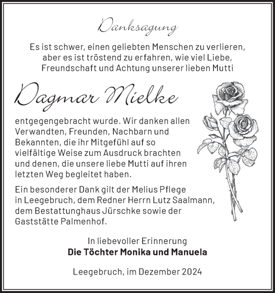 Traueranzeige von Dagmar Mielke von Märkische Oderzeitung