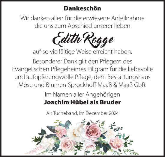 Traueranzeige von Edith Rogge von Märkische Oderzeitung