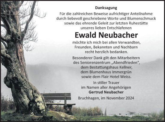 Traueranzeige von Ewald Neubacher von Märkische Oderzeitung