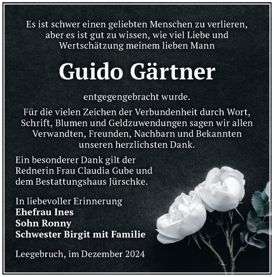 Traueranzeige von Guido Gärtner von Märkische Oderzeitung