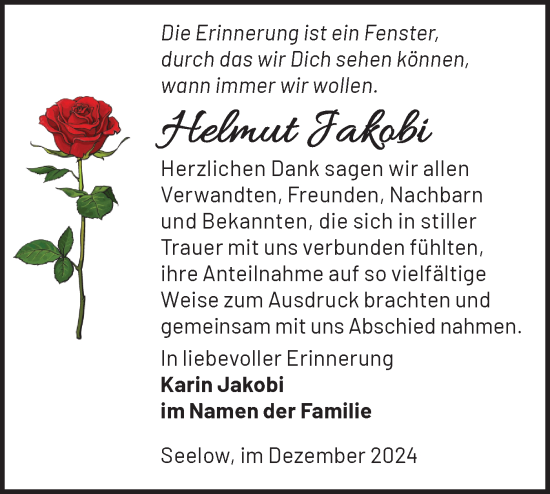 Traueranzeige von Helmut Jakobi von Märkische Oderzeitung