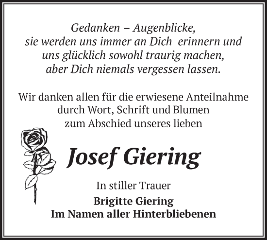 Traueranzeige von Josef Giering von Märkische Oderzeitung