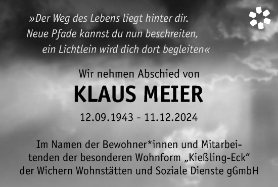 Traueranzeige von Klaus Meier von Märkische Oderzeitung