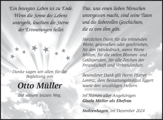 Traueranzeige von Otto Müller von Märkische Oderzeitung