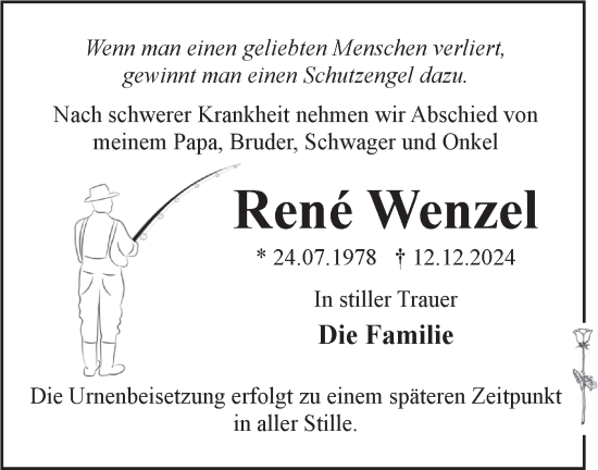 Traueranzeige von René Wenzel von Märkische Oderzeitung