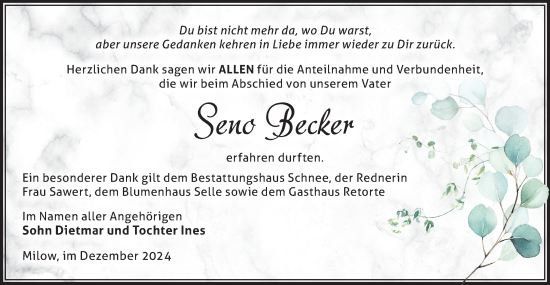 Traueranzeige von Seno Becker von Märkische Oderzeitung