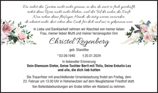 Traueranzeige von Christel Regenberg von Märkische Oderzeitung