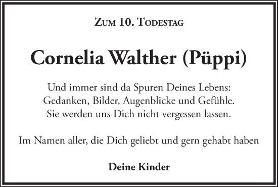 Traueranzeige von Cornelia Walther von Märkische Oderzeitung