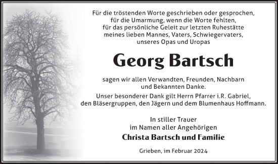 Traueranzeige von Georg Bartsch von Märkische Oderzeitung