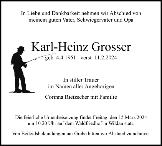 Traueranzeige von Karl-Heinz Grosser von Märkische Oderzeitung