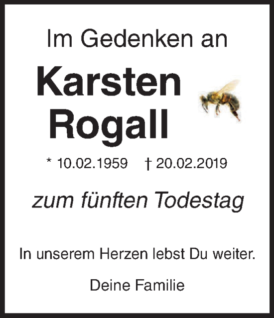 Traueranzeige von Karsten Rogall von Märkische Oderzeitung